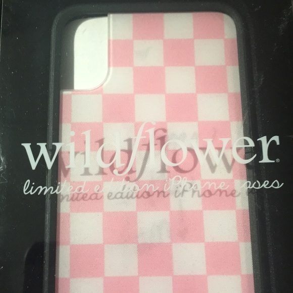 New Wildflower IPhone X/Xs Pink and White Neon Checked Case - Picture 1 of 5